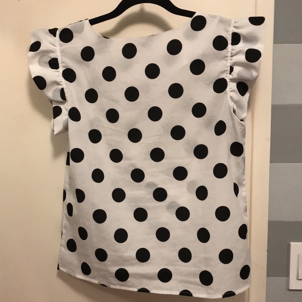 B & W Polka Dot Ruffle Top - Picture 5 of 5